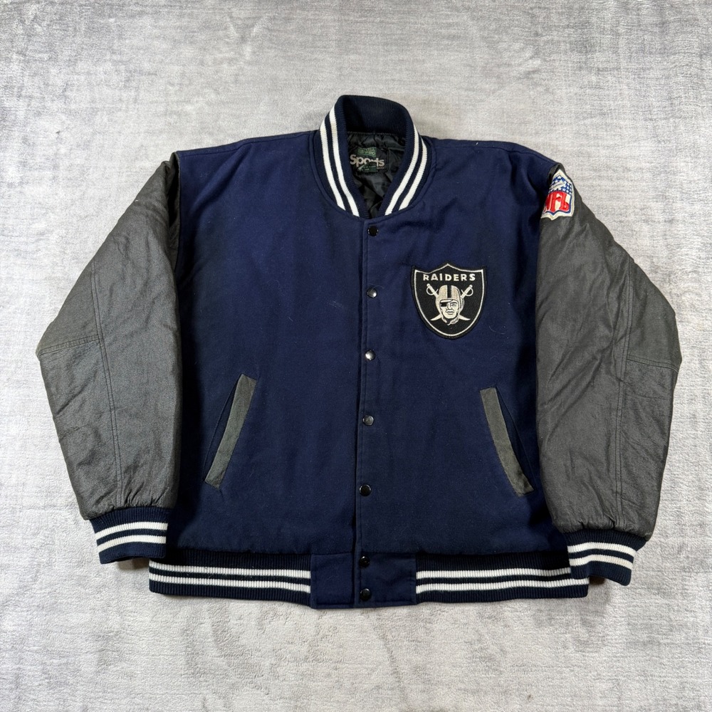 Oakland Raiders Jacket Mens Large Blue Los Angeles Vintage 90s Varsity NFL